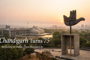Chandigarh Capitol Complex and Open Hand Monument marking seventy five years of India’s first planned city